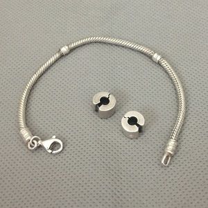 Authentic Pandora charm bracelet with 2 clips